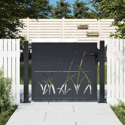 Gartentor Anthrazit Stahl Gras-Design