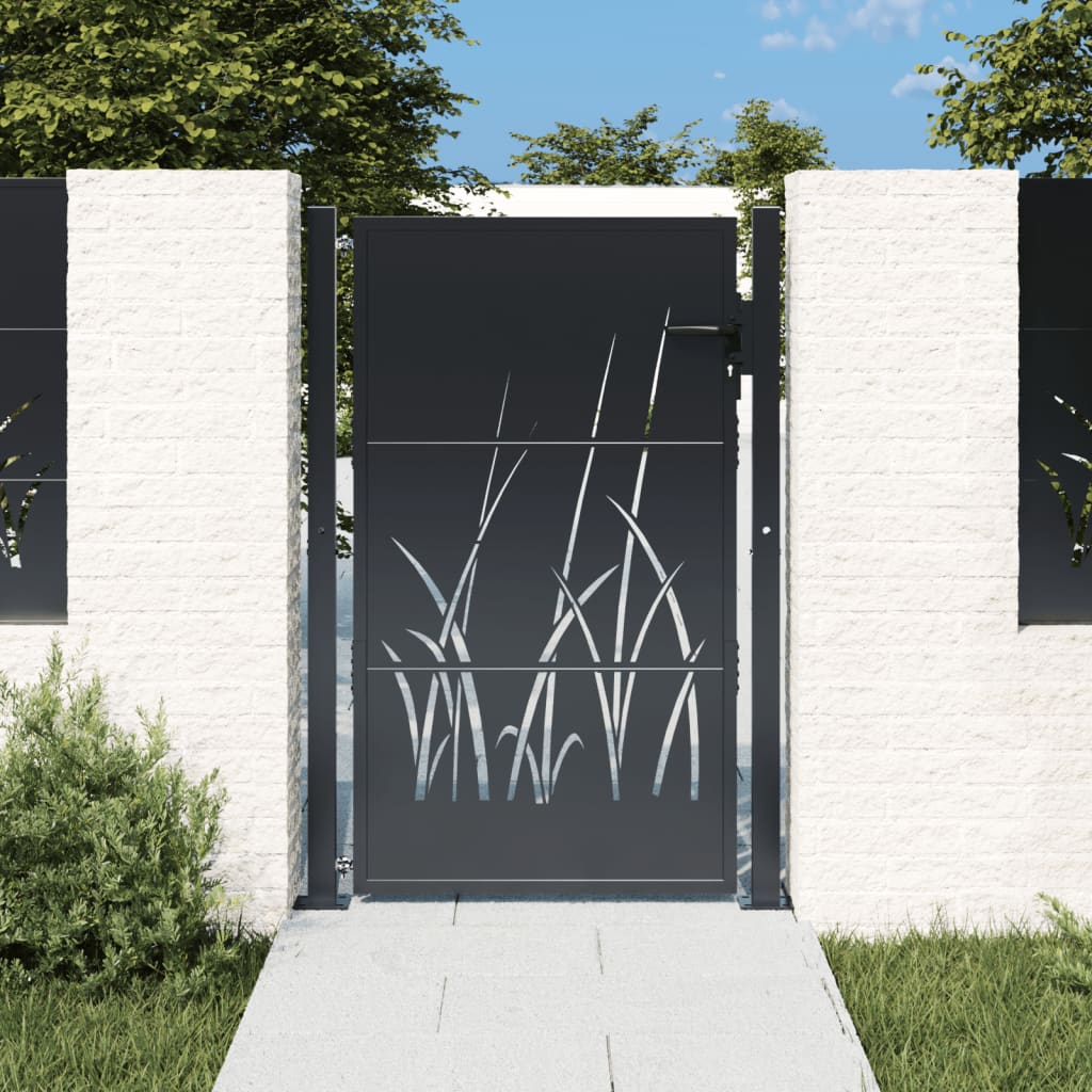 Gartentor Anthrazit Stahl Gras-Design