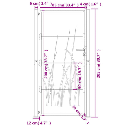 Gartentor Anthrazit Stahl Gras-Design