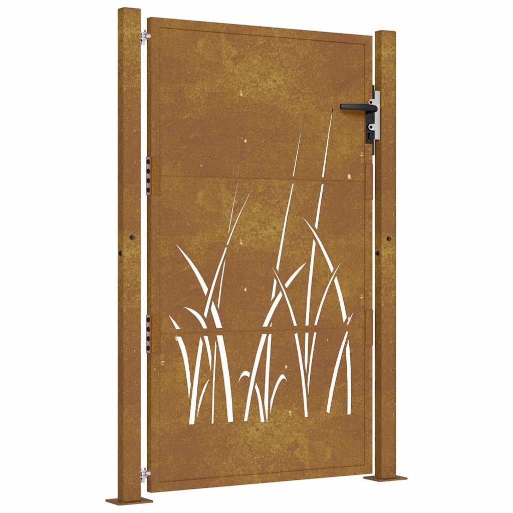 Gartentor Cortenstahl Gras-Design