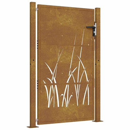 Gartentor Cortenstahl Gras-Design