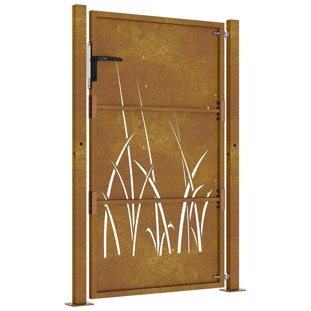 Gartentor Cortenstahl Gras-Design