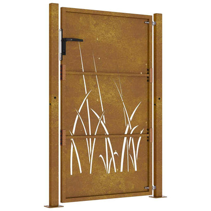 Gartentor Cortenstahl Gras-Design
