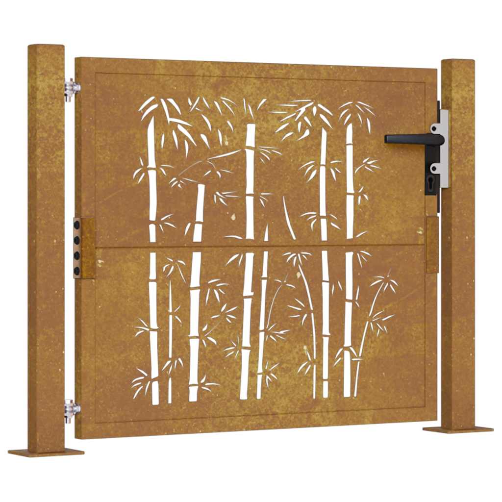 Gartentor 100X100 Cm Cortenstahl Bambus-Design