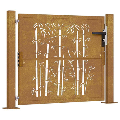 Gartentor 100X100 Cm Cortenstahl Bambus-Design
