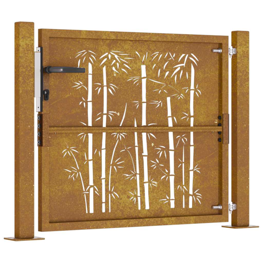 Gartentor 100X100 Cm Cortenstahl Bambus-Design