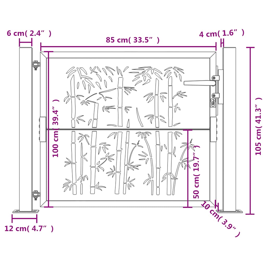 Gartentor 100X100 Cm Cortenstahl Bambus-Design