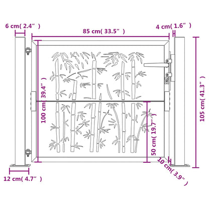 Gartentor 100X100 Cm Cortenstahl Bambus-Design