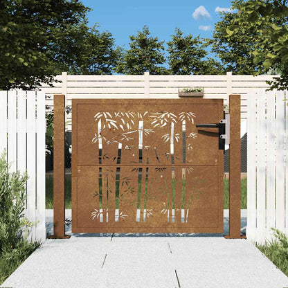 Gartentor 100X100 Cm Cortenstahl Bambus-Design