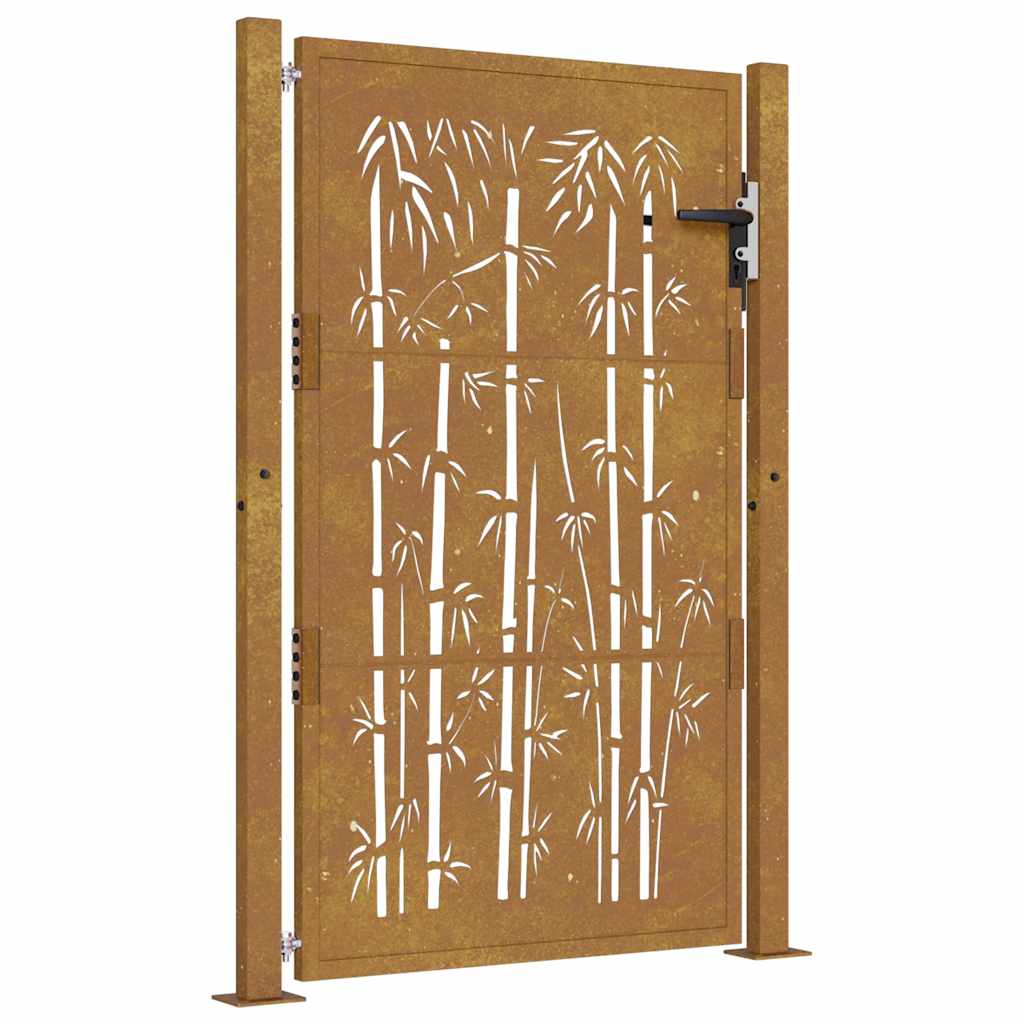 Gartentor Cortenstahl Bambus-Design