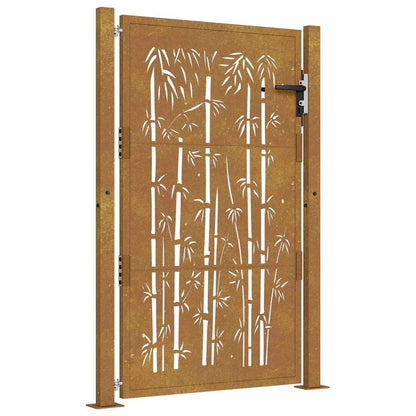 Gartentor Cortenstahl Bambus-Design