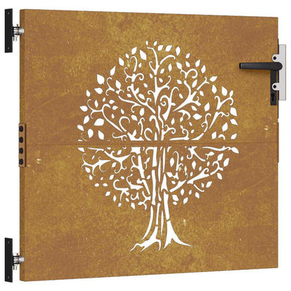 Gartentor Cortenstahl Baum-Design