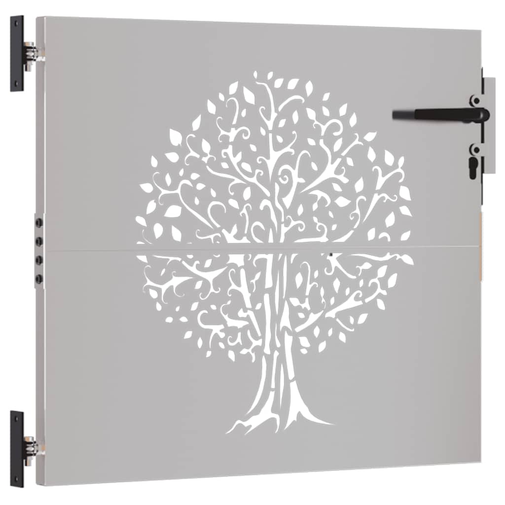 Gartentor Cortenstahl Baum-Design