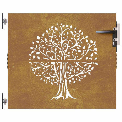 Gartentor Cortenstahl Baum-Design