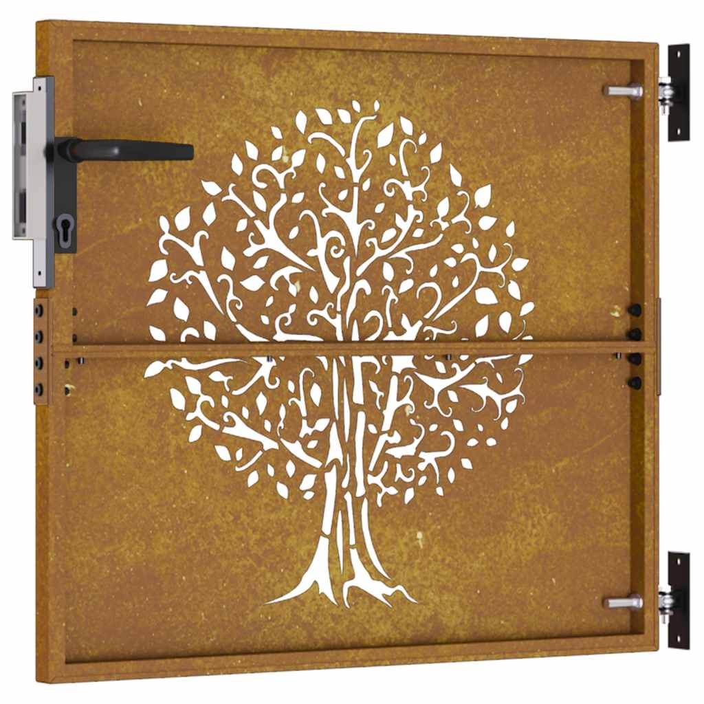 Gartentor Cortenstahl Baum-Design