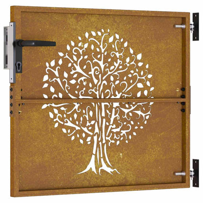 Gartentor Cortenstahl Baum-Design