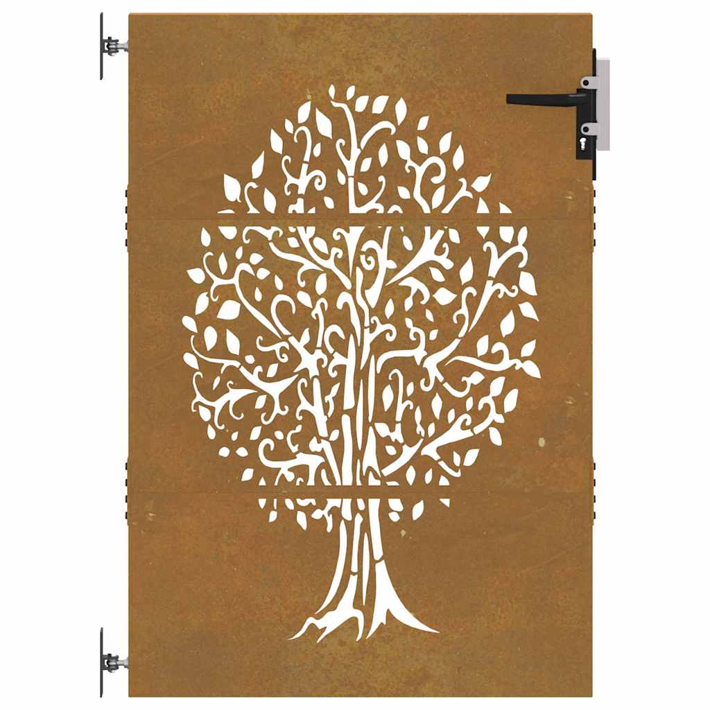 Gartentor Cortenstahl Baum-Design