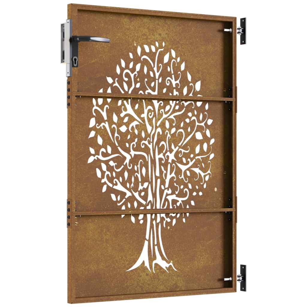 Gartentor Cortenstahl Baum-Design