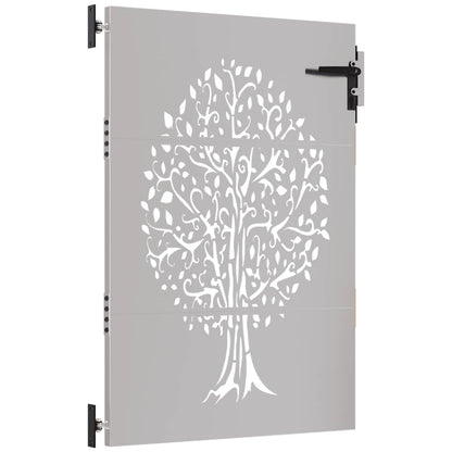 Gartentor Cortenstahl Baum-Design