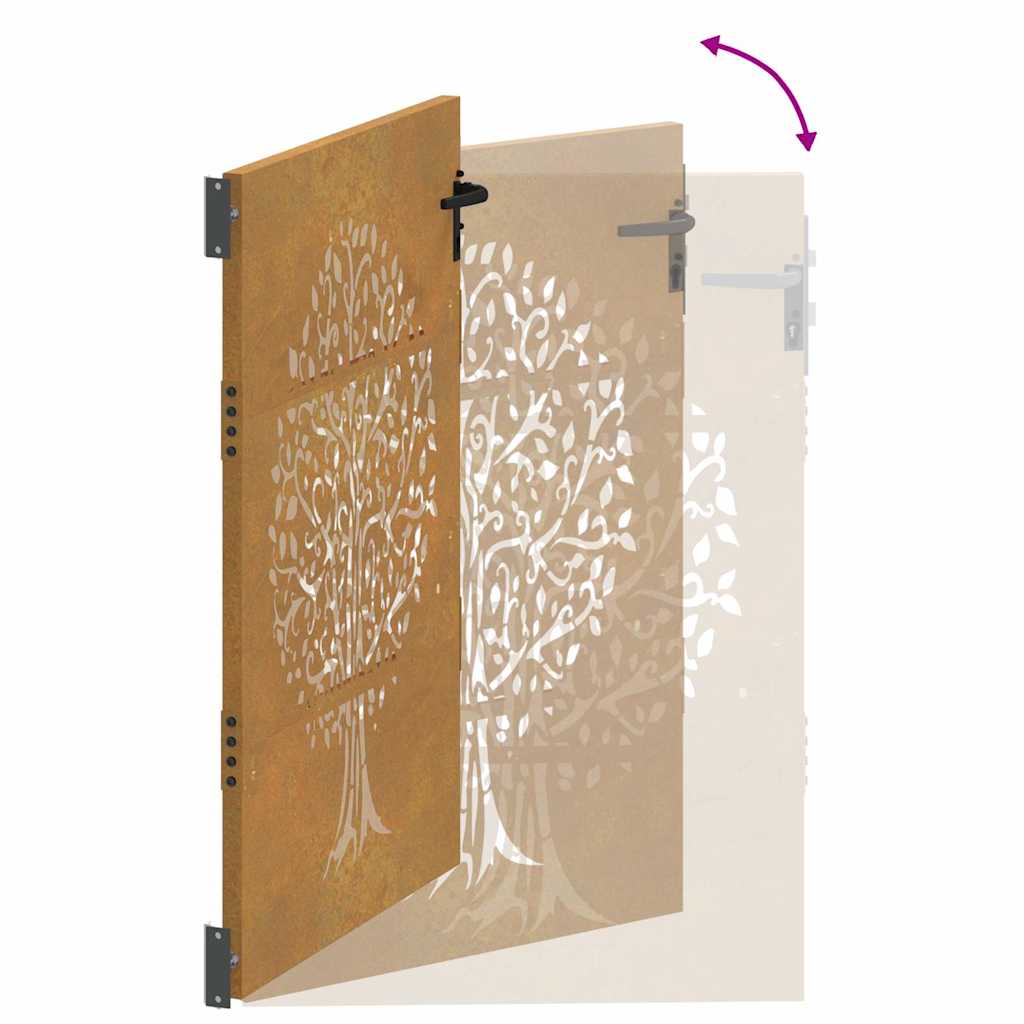 Gartentor Cortenstahl Baum-Design