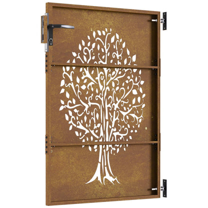 Gartentor Cortenstahl Baum-Design