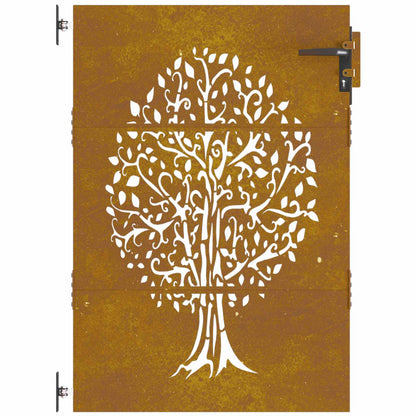 Gartentor Cortenstahl Baum-Design