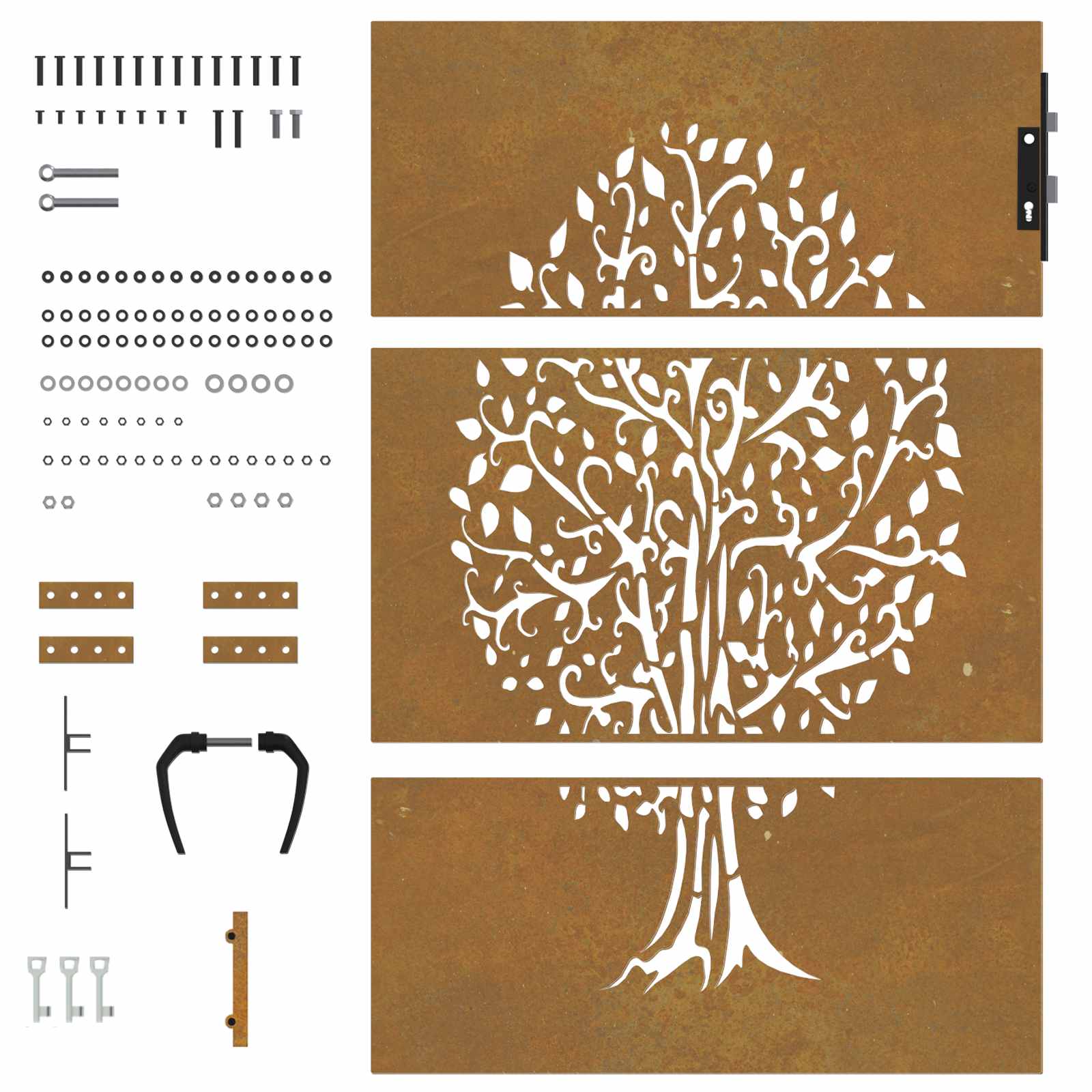 Gartentor Cortenstahl Baum-Design