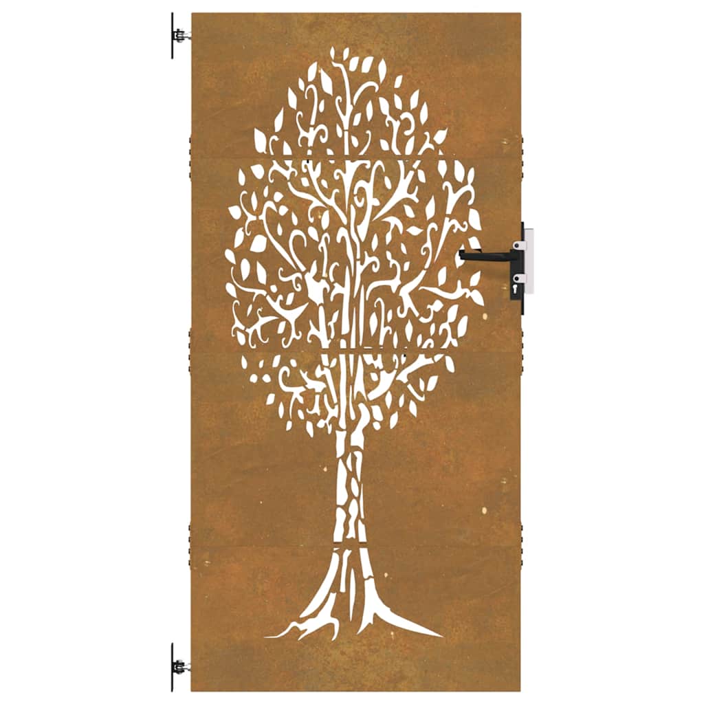 Gartentor Cortenstahl Baum-Design