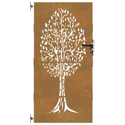 Gartentor Cortenstahl Baum-Design