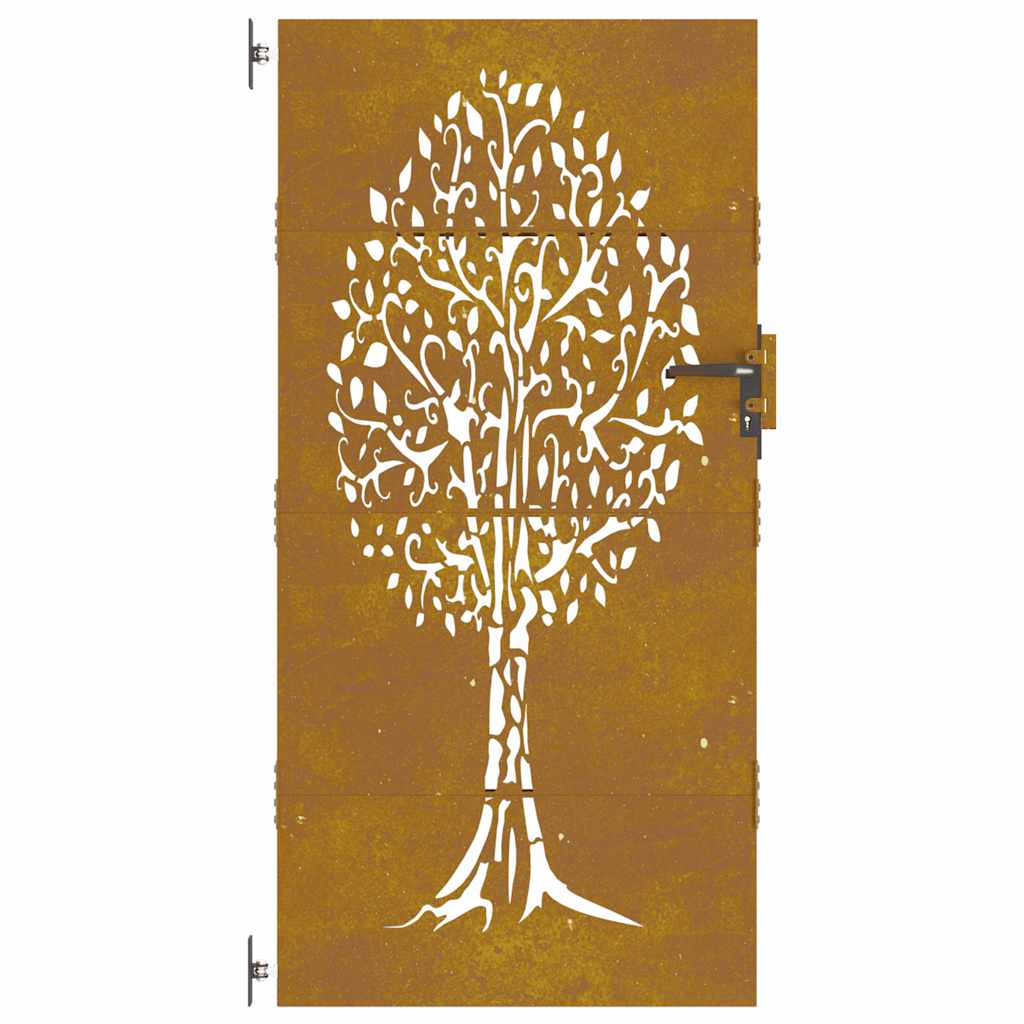 Gartentor Cortenstahl Baum-Design