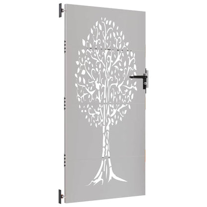 Gartentor Cortenstahl Baum-Design