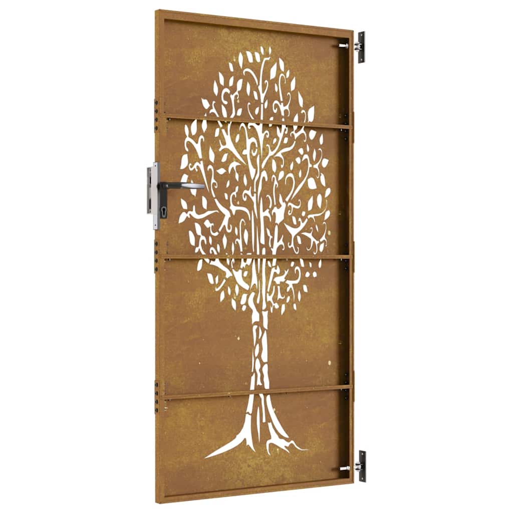 Gartentor Cortenstahl Baum-Design