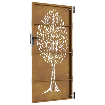 Gartentor Cortenstahl Baum-Design