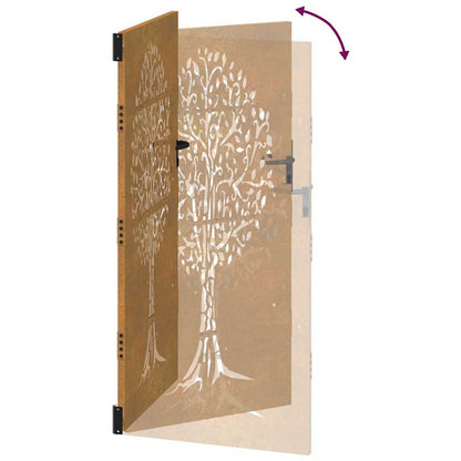 Gartentor Cortenstahl Baum-Design