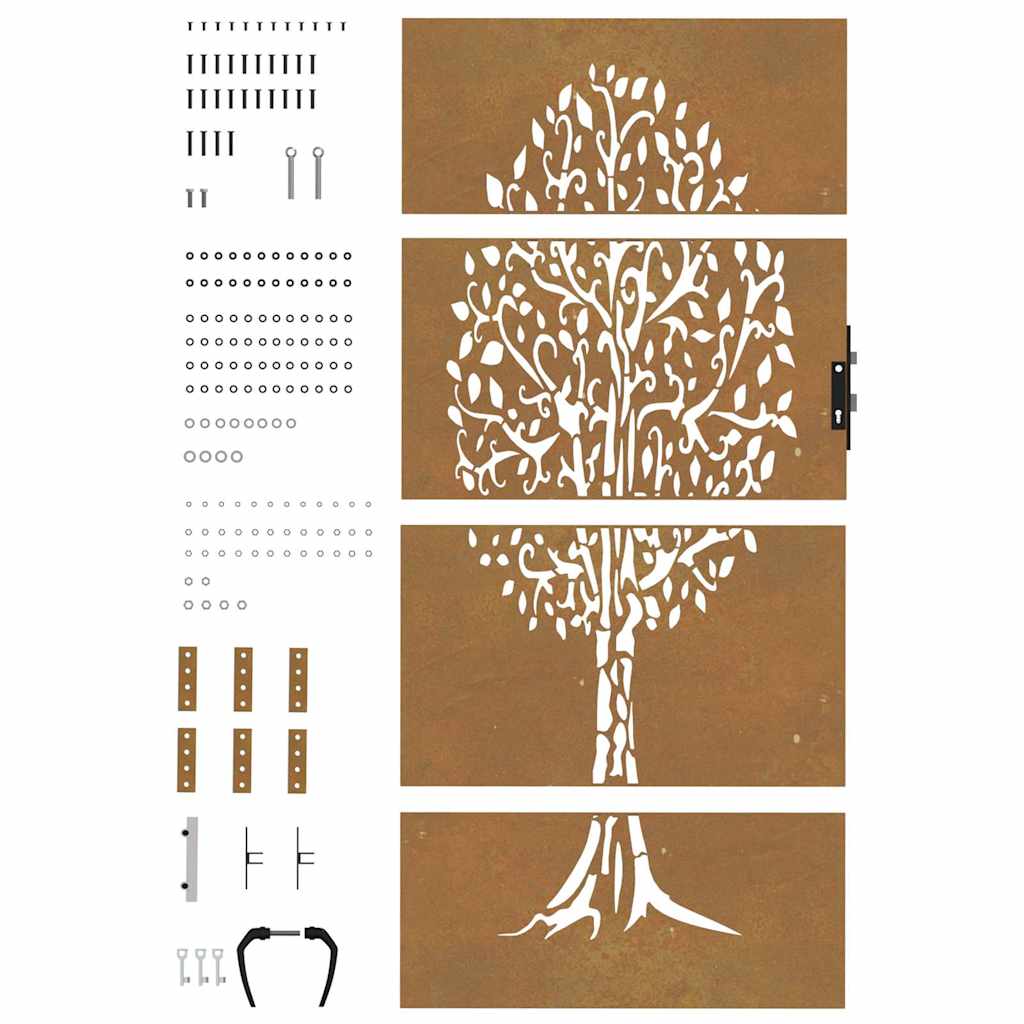Gartentor Cortenstahl Baum-Design