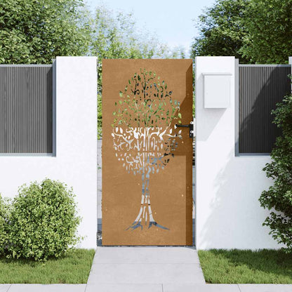 Gartentor Cortenstahl Baum-Design