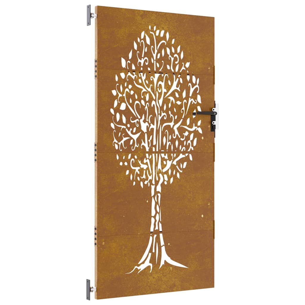 Gartentor Cortenstahl Baum-Design