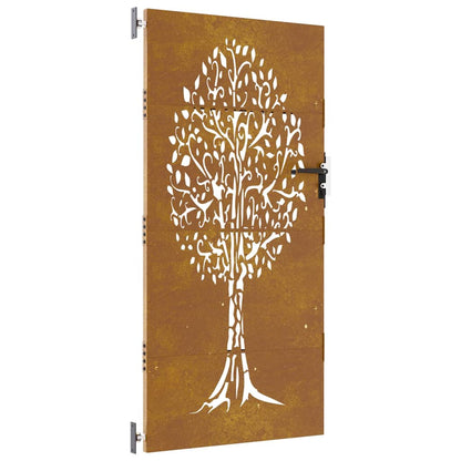 Gartentor Cortenstahl Baum-Design