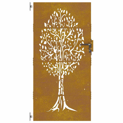 Gartentor Cortenstahl Baum-Design