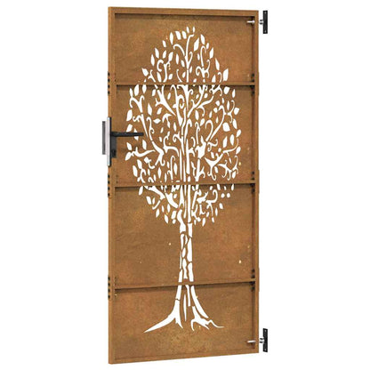 Gartentor Cortenstahl Baum-Design