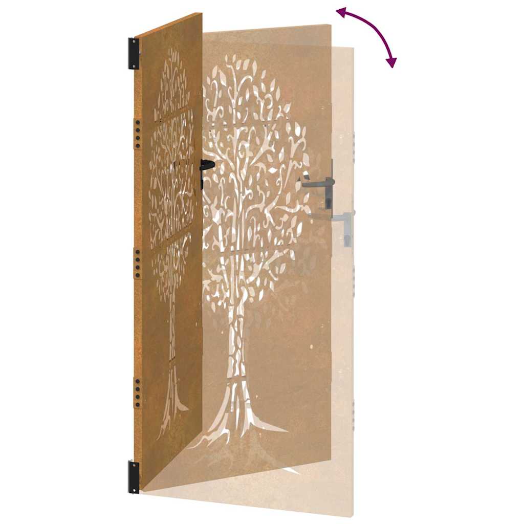 Gartentor Cortenstahl Baum-Design