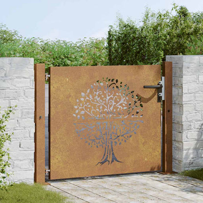 Gartentor Cortenstahl Baumdesign