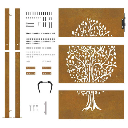 Gartentor Cortenstahl Baumdesign