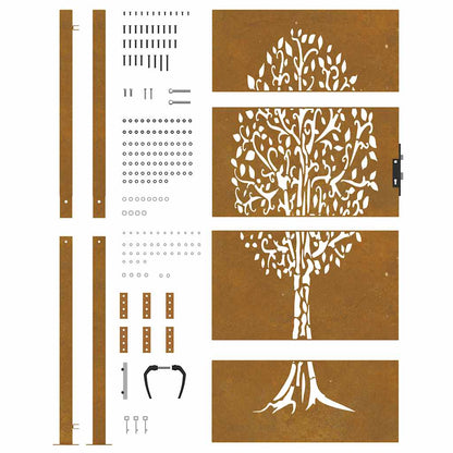 Gartentor Cortenstahl Baumdesign