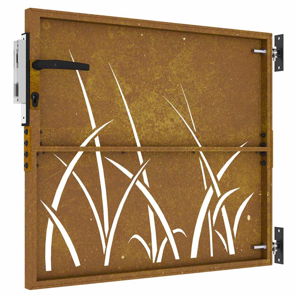 Gartentor 85X75 Cm Cortenstahl Gras-Design