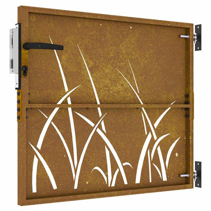 Gartentor 85X75 Cm Cortenstahl Gras-Design