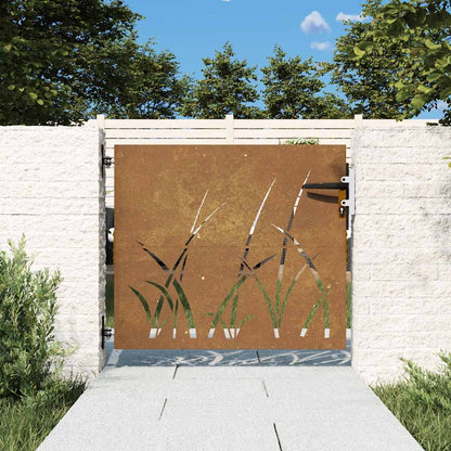 Gartentor 85X75 Cm Cortenstahl Gras-Design