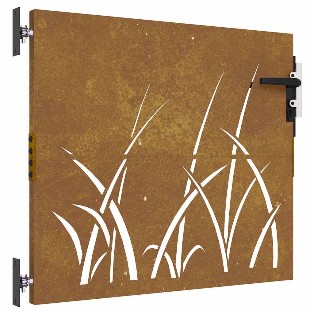 Gartentor 85X100 Cm Cortenstahl Gras-Design