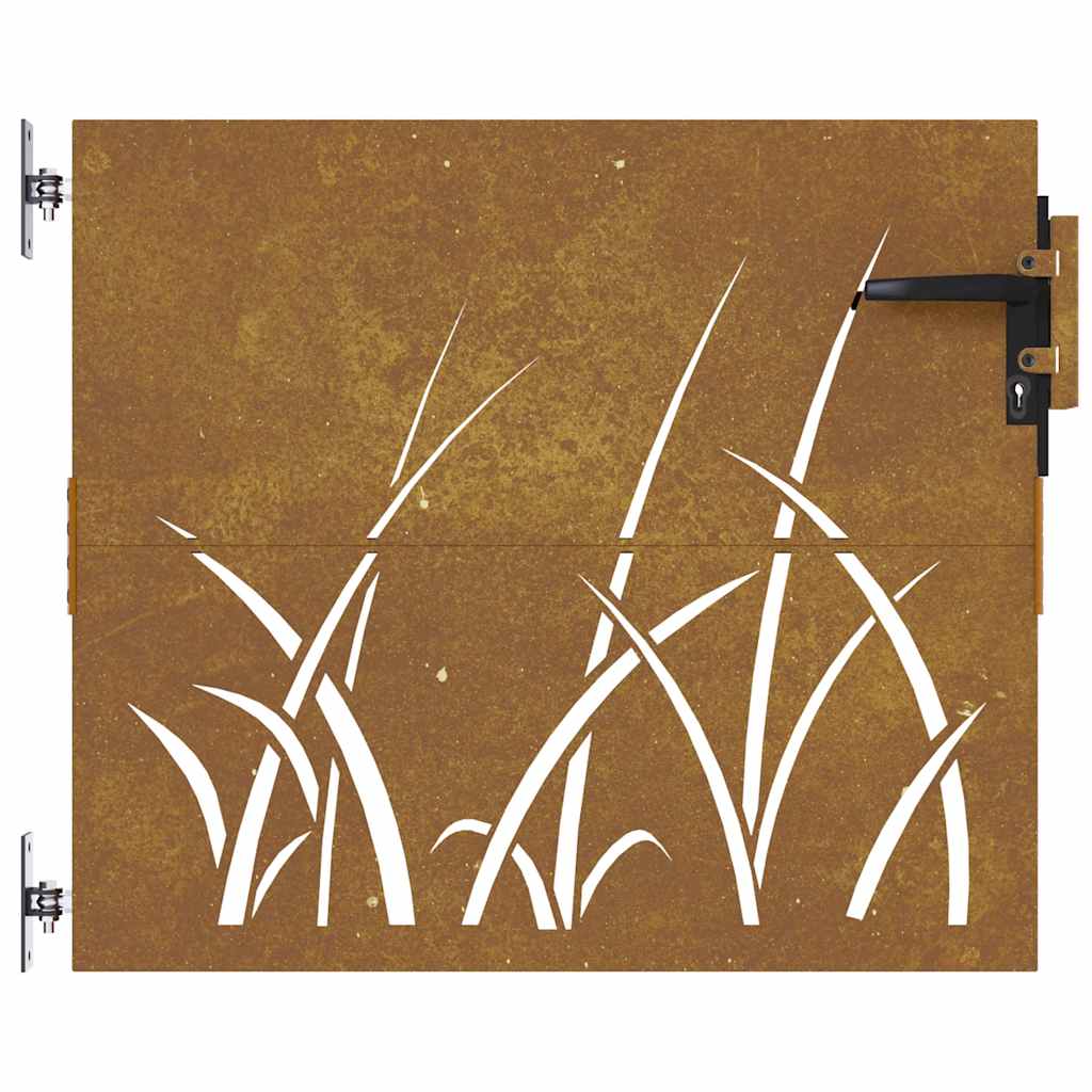 Gartentor 85X100 Cm Cortenstahl Gras-Design