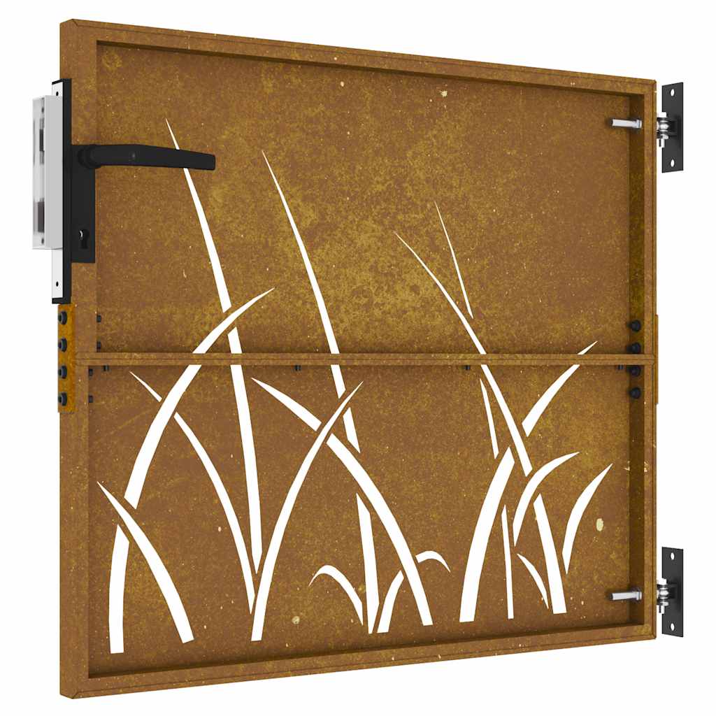 Gartentor 85X100 Cm Cortenstahl Gras-Design